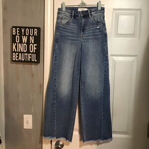Hidden Jeans, High Rise, Wide Legs, Raw Hem.  Size 24